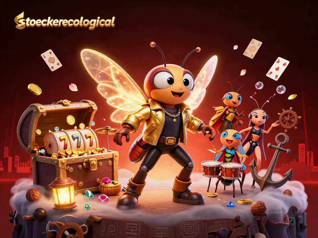 Engage with stoeckerecological's vibrant casino adventure featuring a rock star cicada
