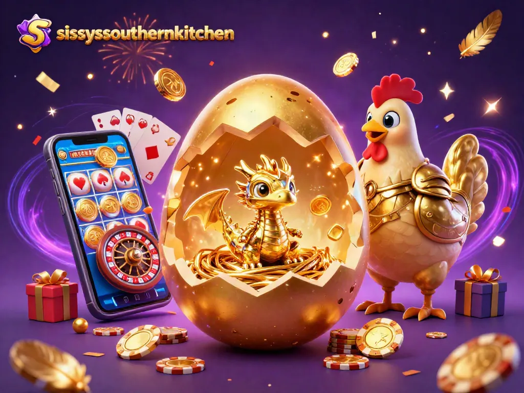 Sissy's Southern Kitchen showcases a golden dragon surrounded by exciting casino elements, celebrating gaming fun.