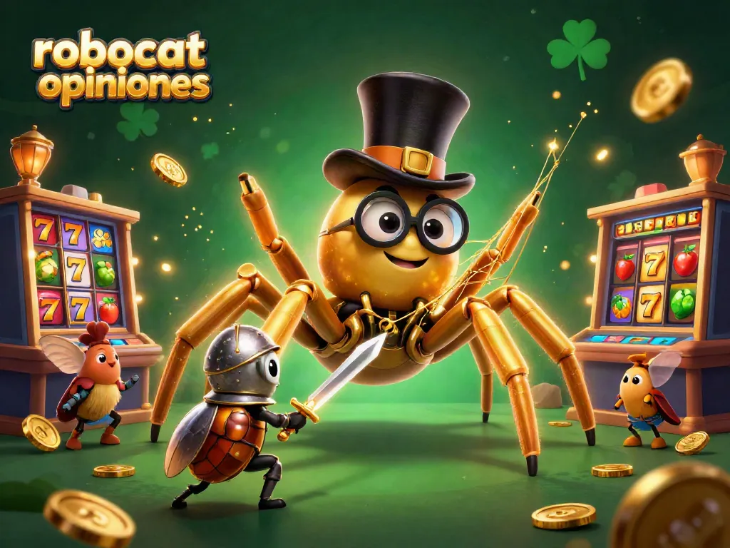 Experience the vibrant world of robocat opiniones, where slots and jackpots come alive in a playful scene.