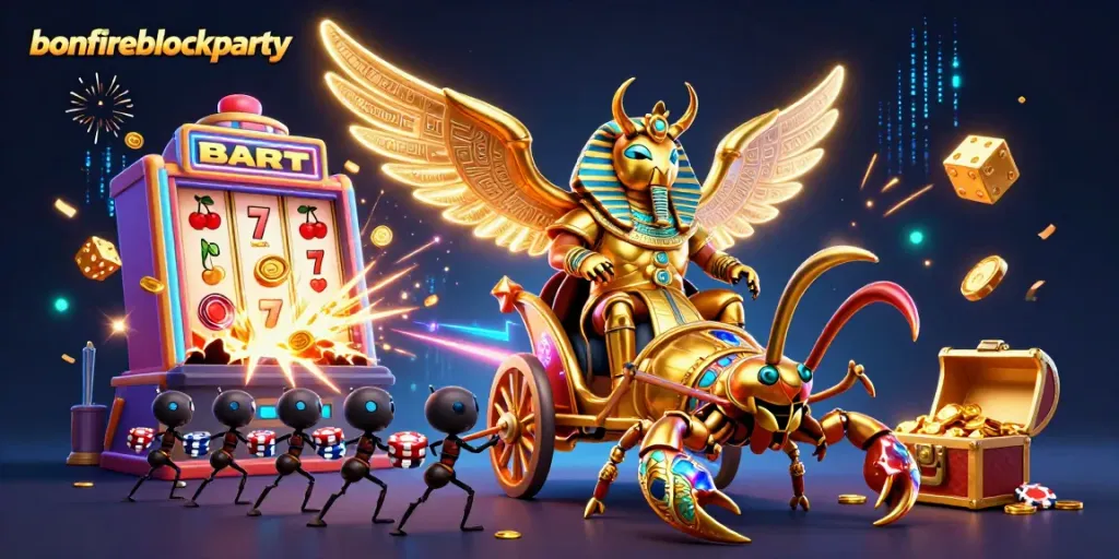 Experience the exhilarating bonfireblockparty with thrilling casino action, golden symbols, and dynamic gameplay.